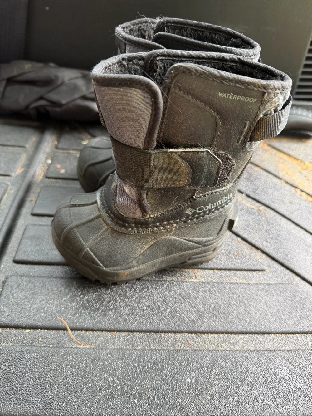 Columbia Kids' Waterproof Black Snow Boots with Hook-and-Loop Strap
